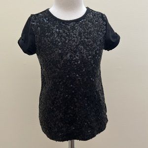 Girls Gap black sequin t-shirt. Size 6-7